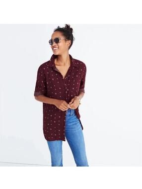 MADEWELL Women’s Classic Ex-Boyfriend Shirt in Ikat Hashtag Dark Cabernet-Small